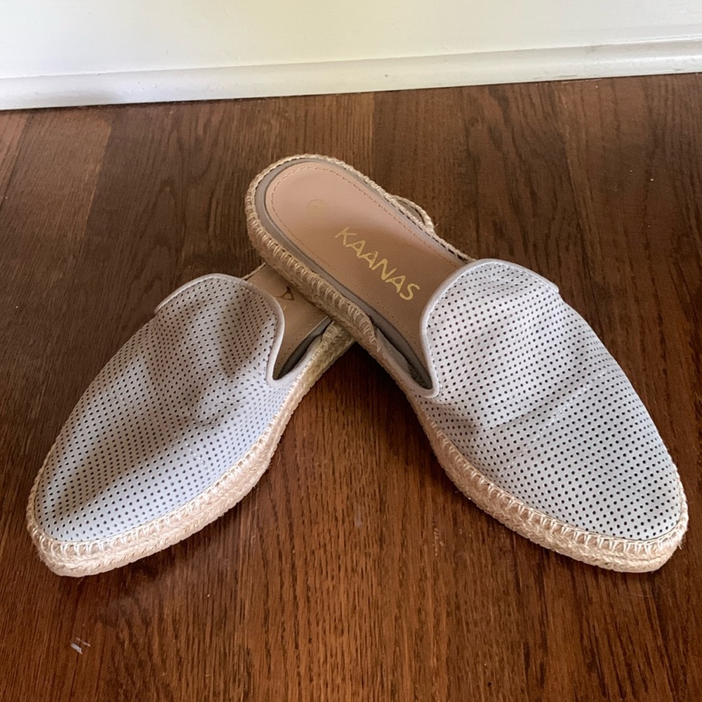 KAANAS leather espadrilles mules slides in gray